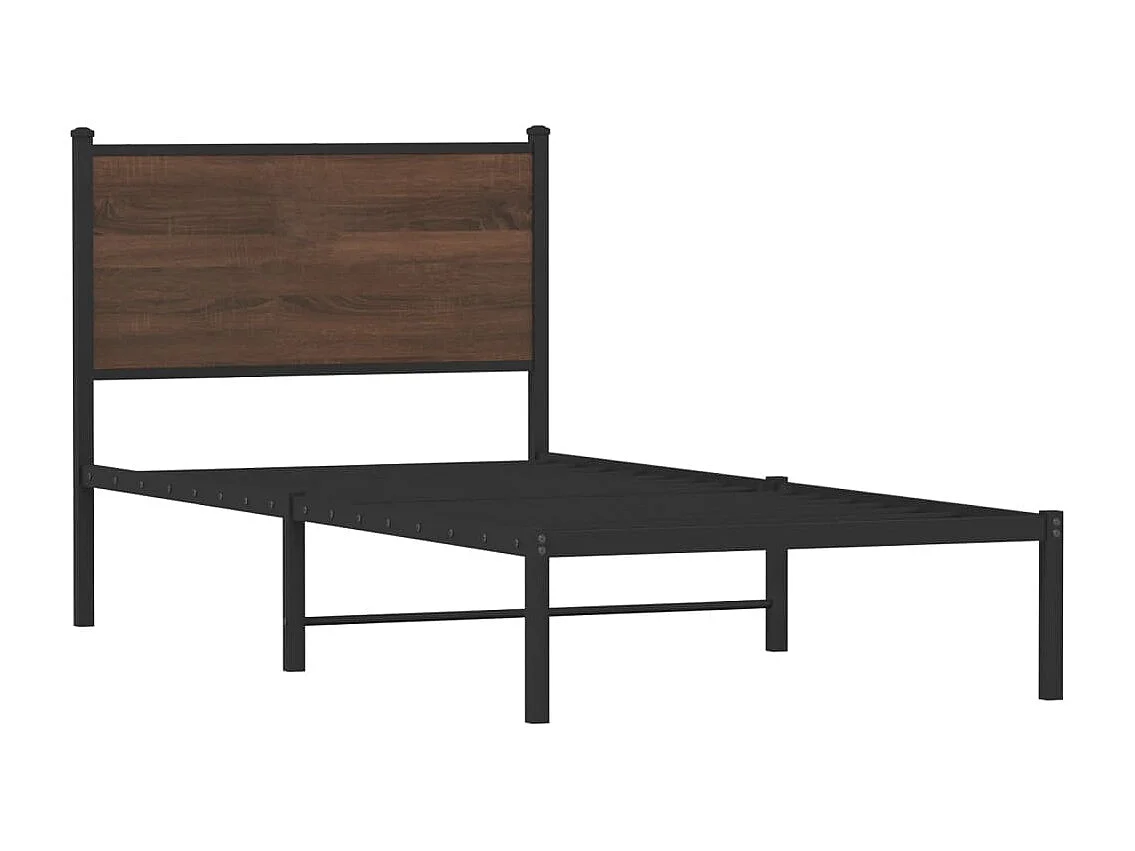 Bedframe | Eenpersoonsbed zonder matras metaal bruin eikenkleurig 75x190 cm