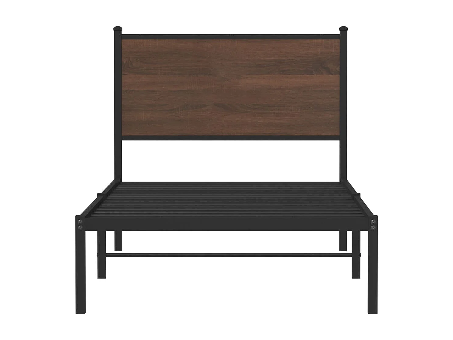 Bedframe | Eenpersoonsbed zonder matras metaal bruin eikenkleurig 75x190 cm