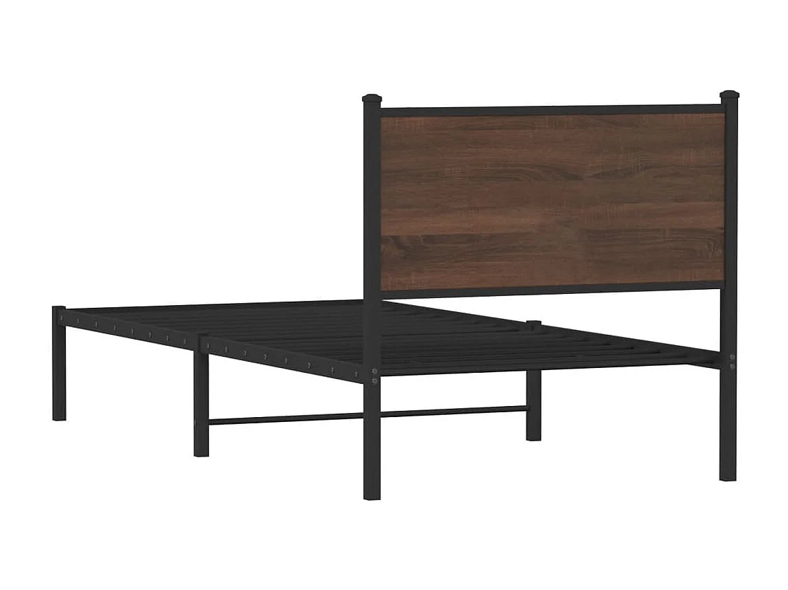 Bedframe | Eenpersoonsbed zonder matras metaal bruin eikenkleurig 75x190 cm