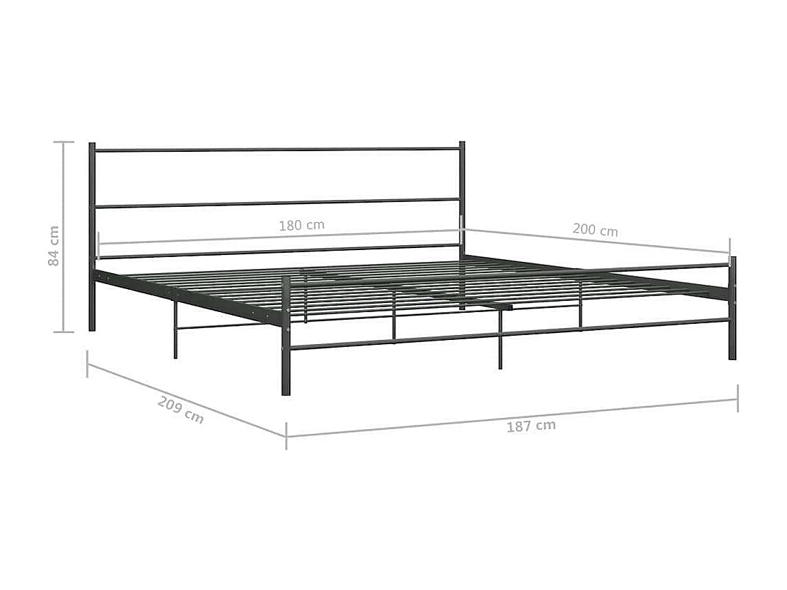 Lit double | Lit adulte | Cadre de lit gris métal 180x200 cm