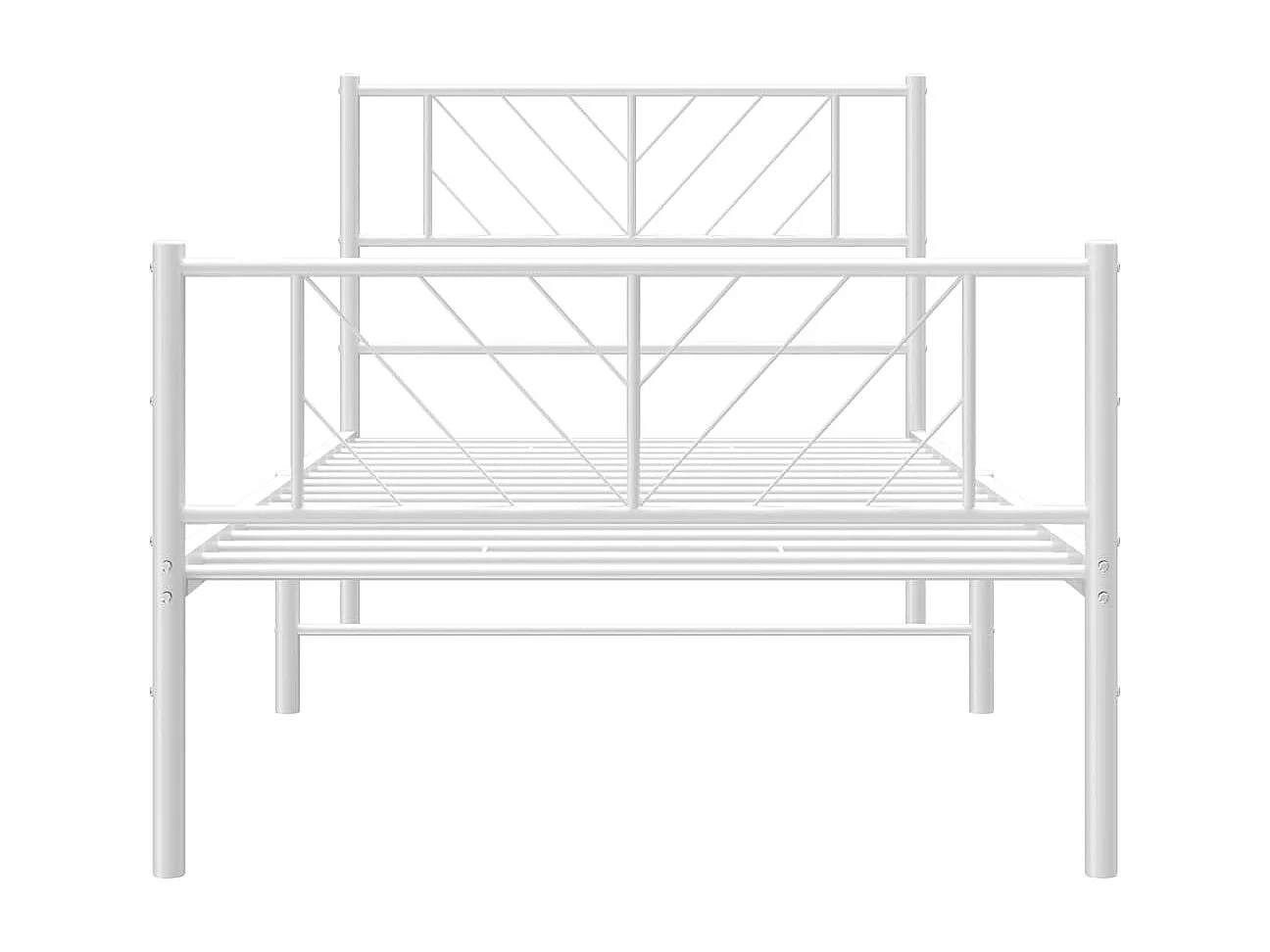 Lit simple | Lit adulte, enfant | Cadre de lit métal avec pied de lit blanc 90x200cm