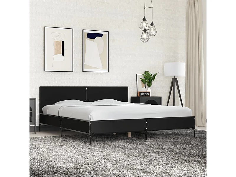 Lit double | Lit adulte | Cadre de lit noir 200x200 cm