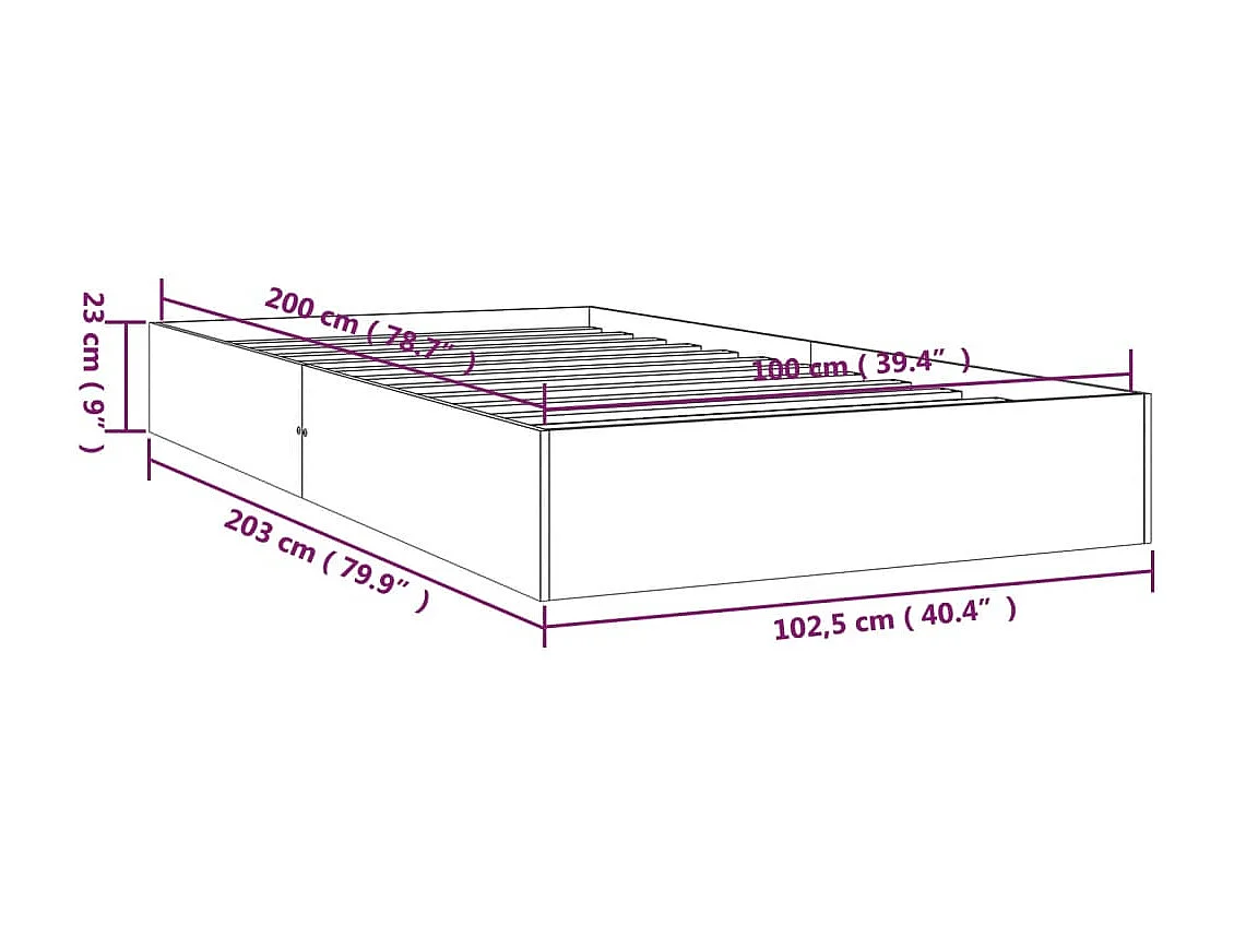Lit simple | Lit adulte, enfant | Cadre de lit bois massif 100x200 cm