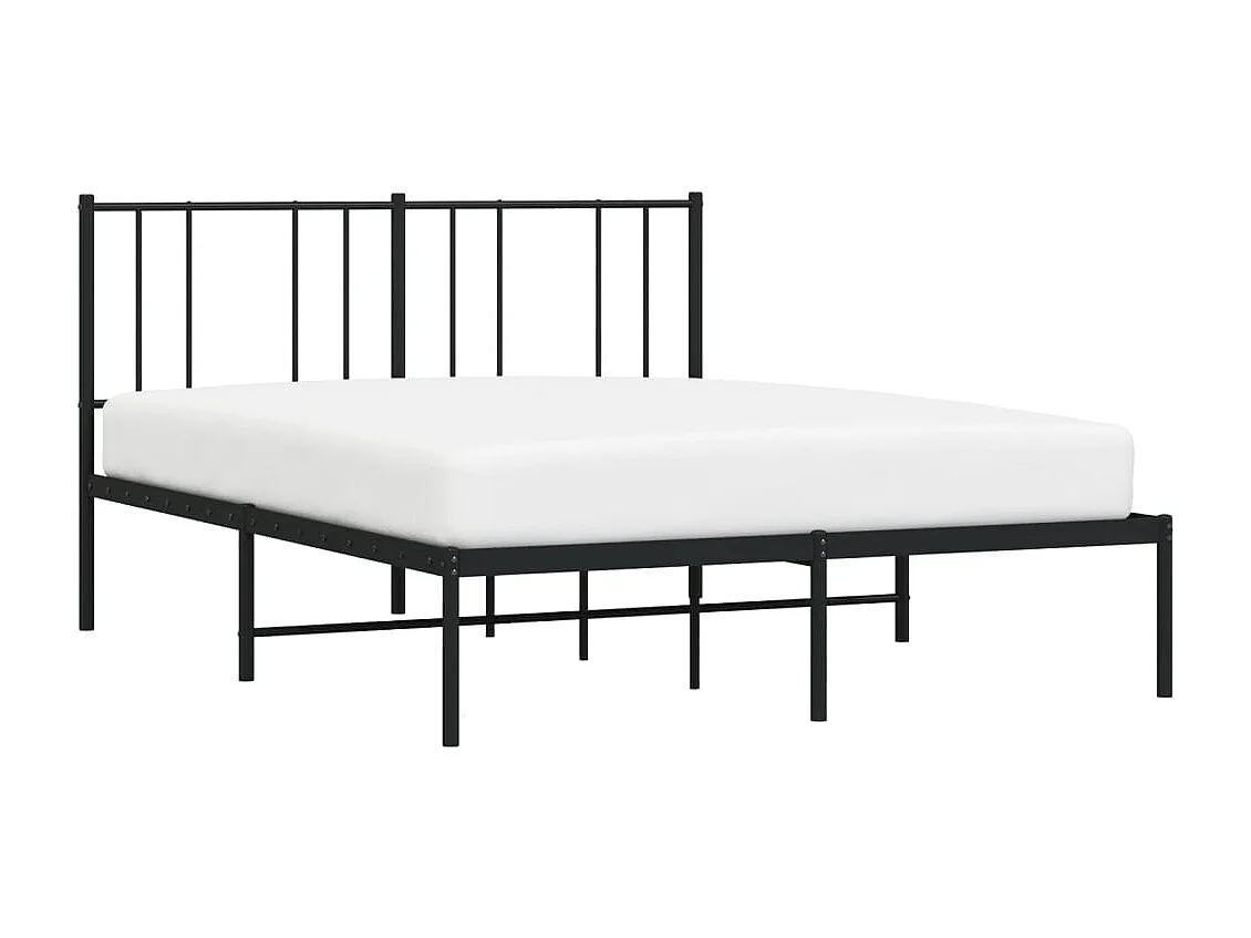 Lit simple | Lit adulte, enfant | Cadre de lit métal avec tête de lit noir 120x200cm