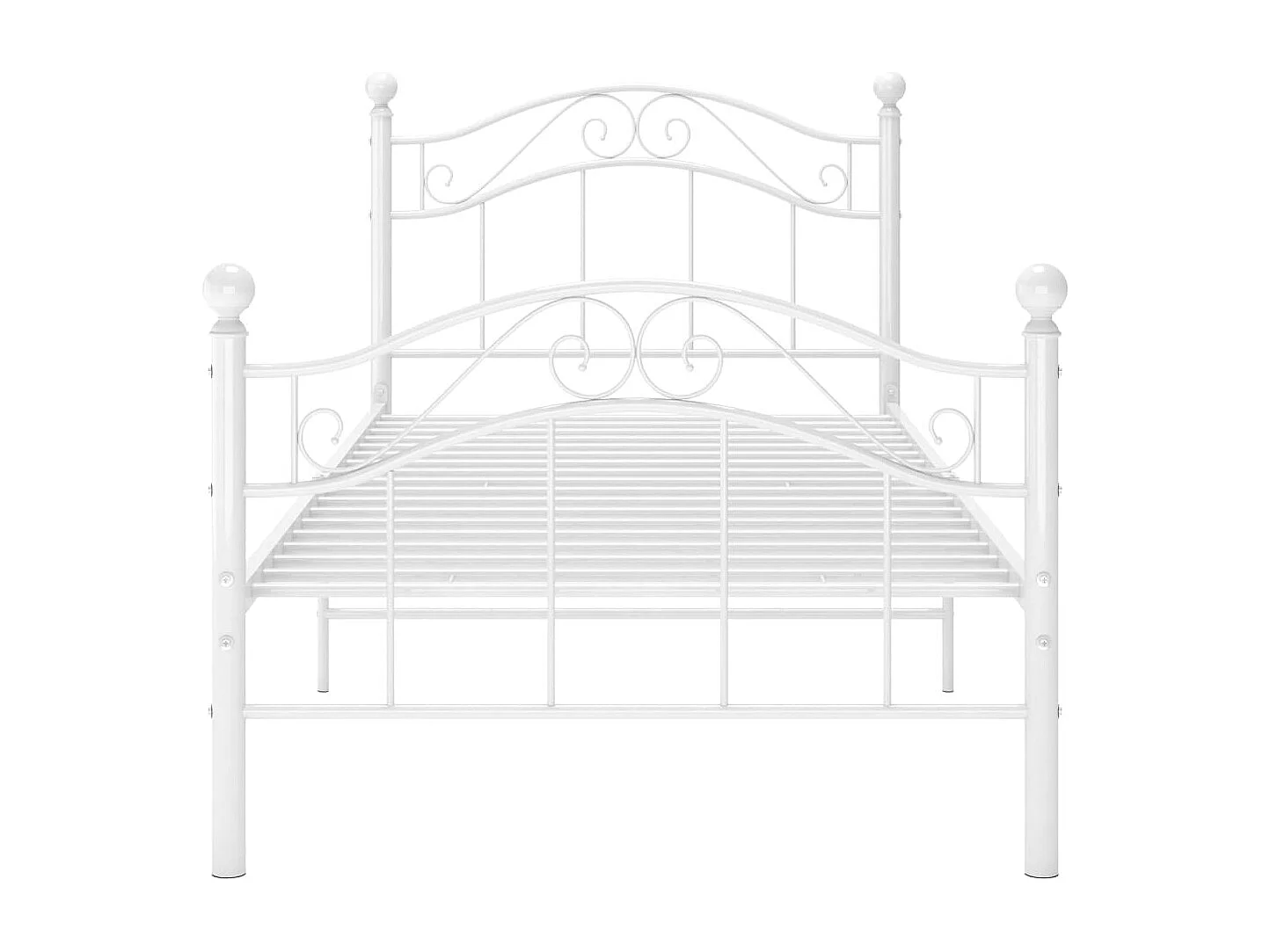 Lit simple | Lit adulte, enfant | Cadre de lit blanc métal 90x200 cm