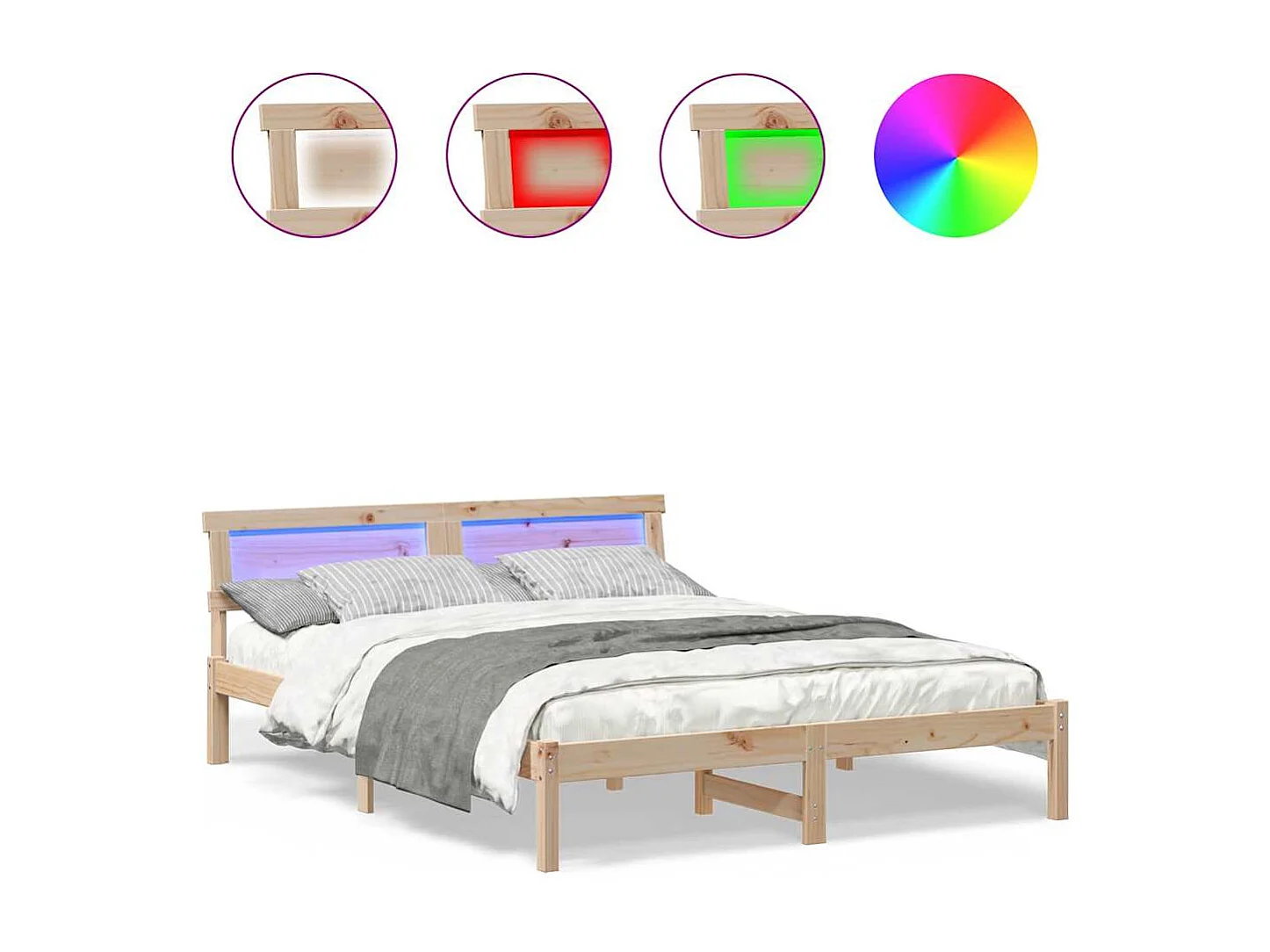 Lit double | Lit adulte | Cadre de lit Marron 150x200 cm Bois massif en pin