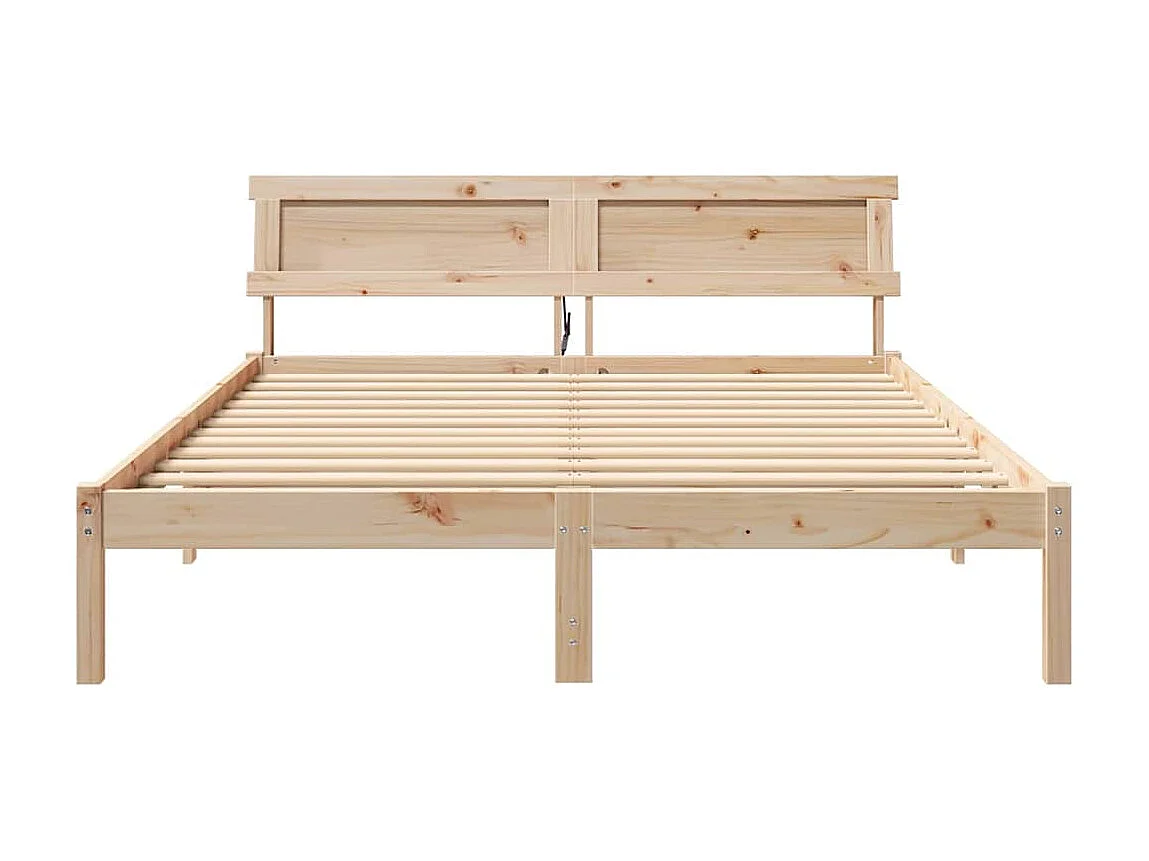 Lit double | Lit adulte | Cadre de lit Marron 150x200 cm Bois massif en pin