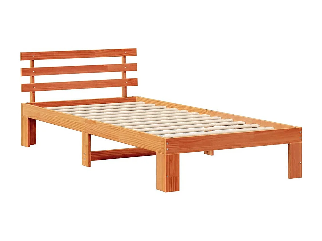 Letto singolo | Giroletto | Struttura del letto Marrone cerato 90x190 cm Pino massello