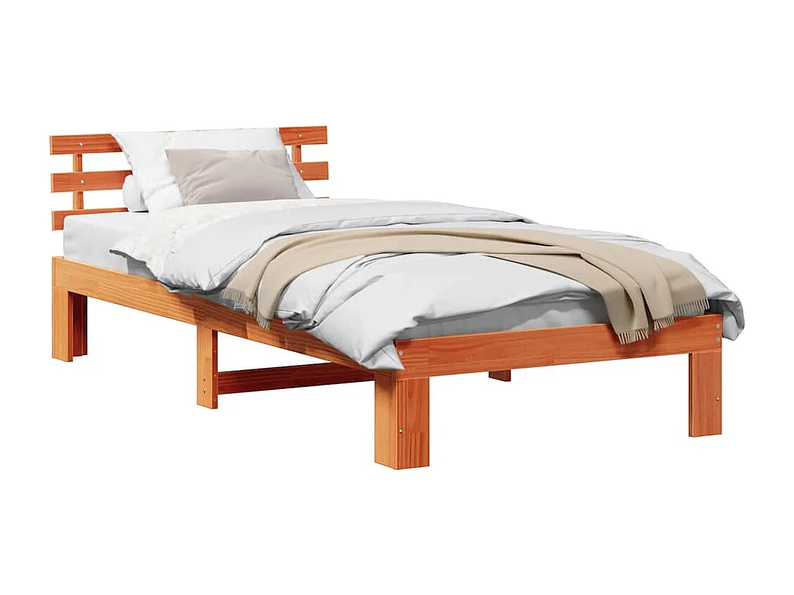 Letto singolo | Giroletto | Struttura del letto Marrone cerato 90x190 cm Pino massello