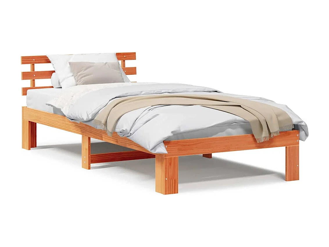Letto singolo | Giroletto | Struttura del letto Marrone cerato 90x190 cm Pino massello