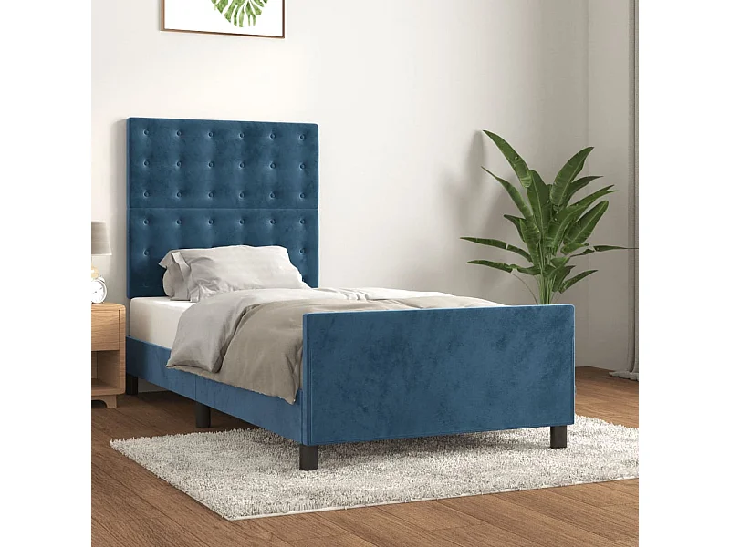 Lit simple | Lit adulte, enfant | Cadre de lit bleu foncé 80x200 cm velours