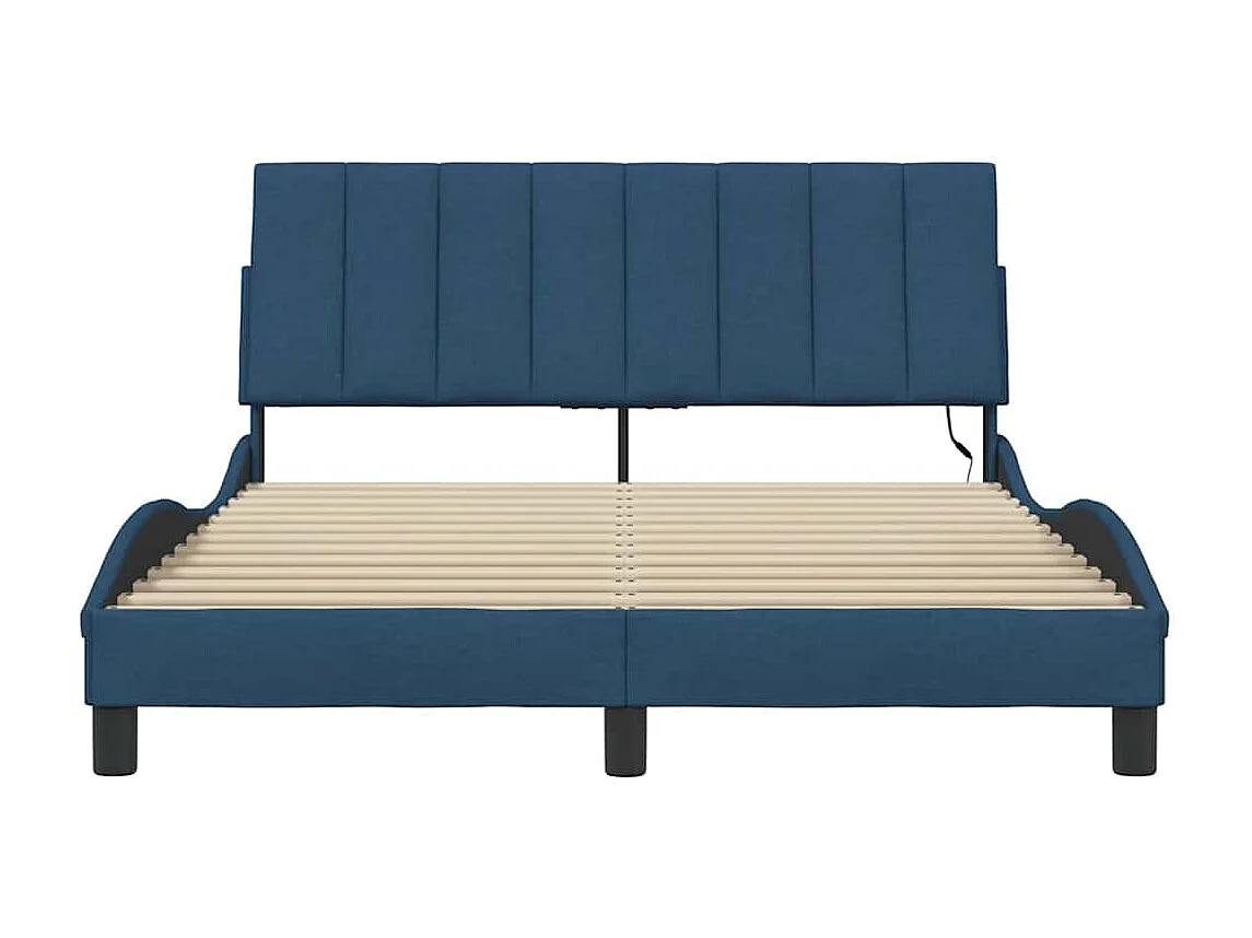 Lit double | Lit adulte | Cadre de lit bleu 140x200 cm tissu