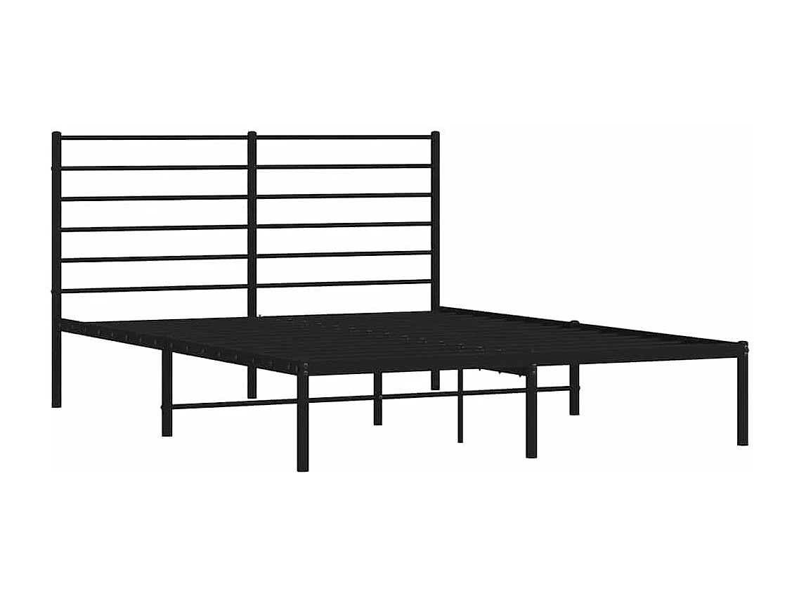 Lit double | Lit adulte | Cadre de lit métal et tête de lit noir 160x200 cm