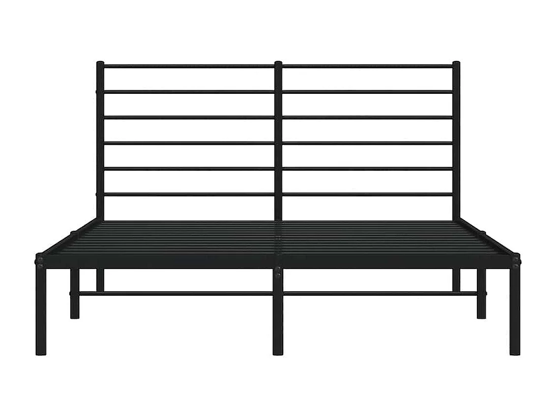 Lit double | Lit adulte | Cadre de lit métal et tête de lit noir 160x200 cm