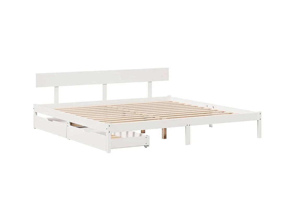Letto per adulti | Letto matrimoniale | Giroletto senza Materasso Bianco 200x200 cm Legno Massello Pino