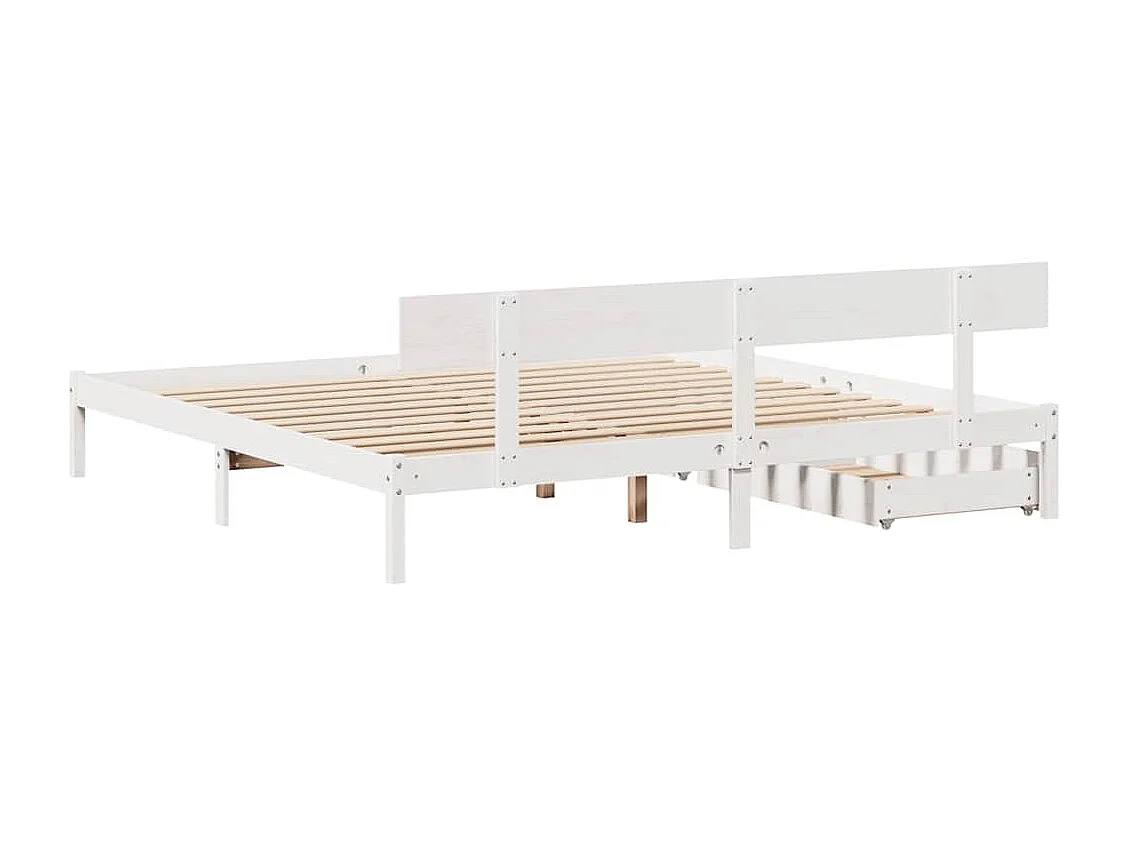 Letto per adulti | Letto matrimoniale | Giroletto senza Materasso Bianco 200x200 cm Legno Massello Pino