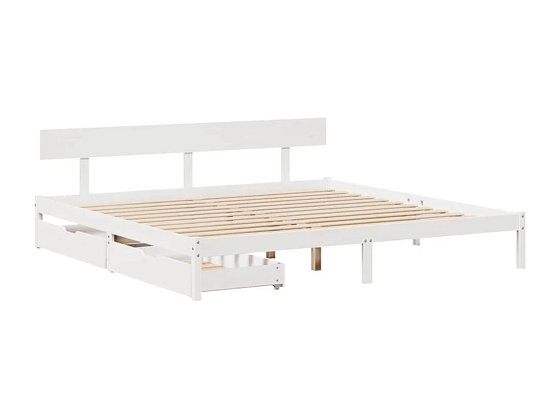 Lit double | Lit adulte | Cadre de lit blanc 200x200 cm bois massif de pin