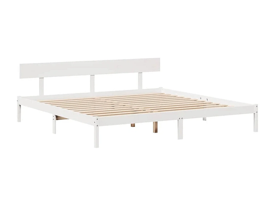 Lit double | Lit adulte | Cadre de lit blanc 200x200 cm bois massif de pin