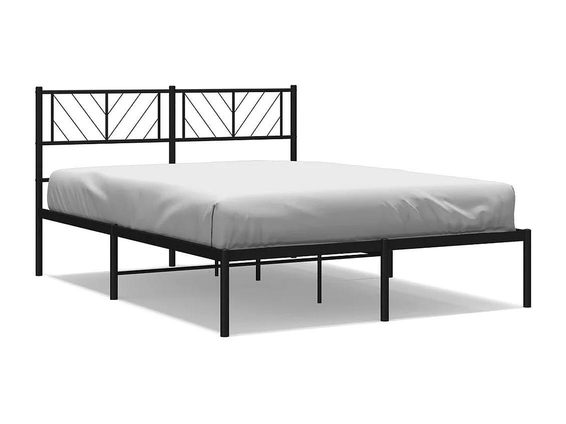 Lit simple | Lit adulte, enfant | Cadre de lit métal avec tête de lit noir 120x190cm