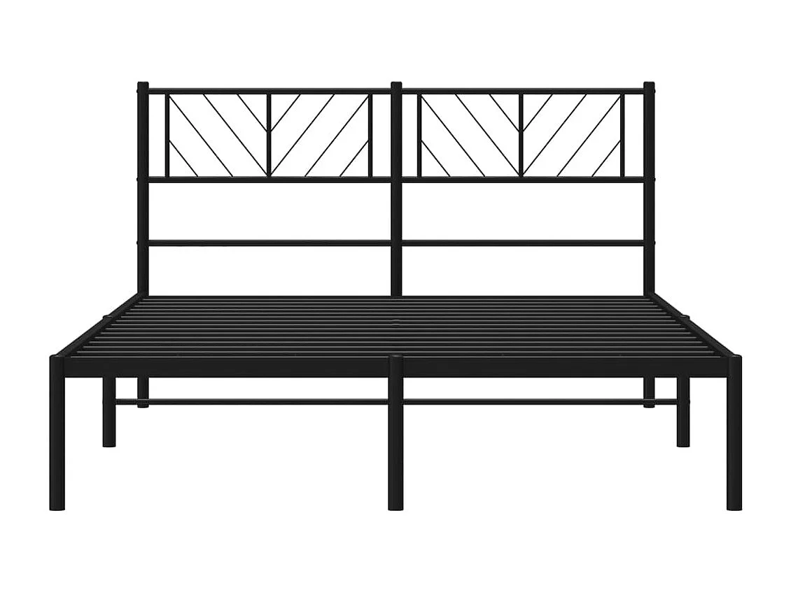 Lit simple | Lit adulte, enfant | Cadre de lit métal avec tête de lit noir 120x190cm