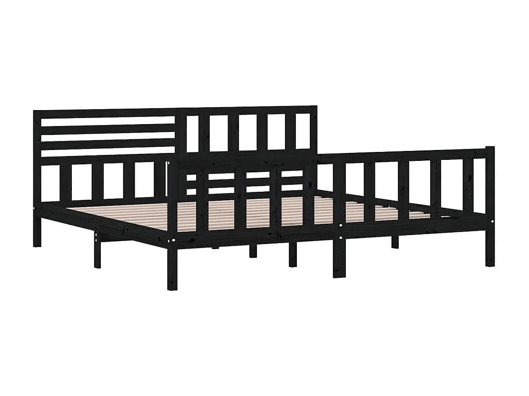 Lit double | Lit adulte | Cadre de lit noir bois massif 200x200 cm