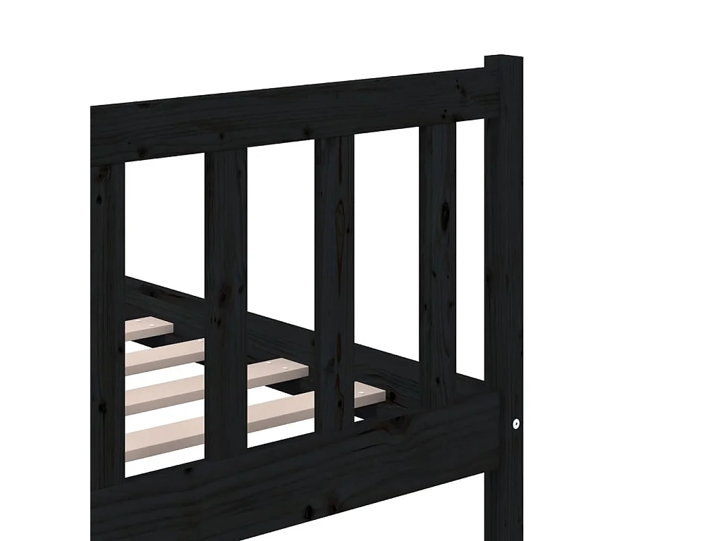 Lit double | Lit adulte | Cadre de lit noir bois massif 200x200 cm