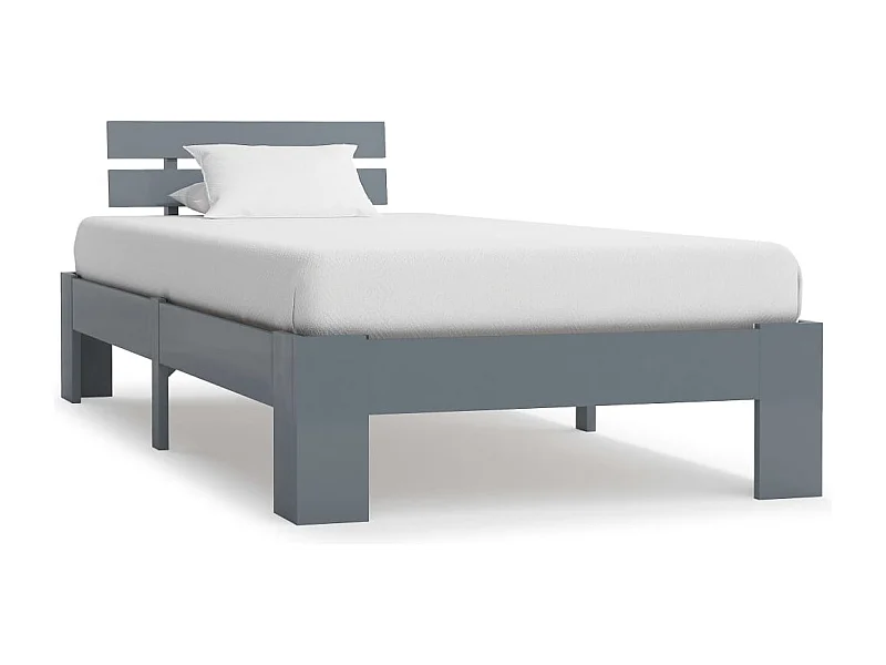 Lit simple | Lit adulte, enfant | Cadre de lit gris bois massif de pin 100x200 cm