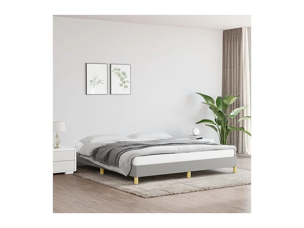 Lit double | Lit adulte | Cadre de lit gris clair 180x200 cm tissu