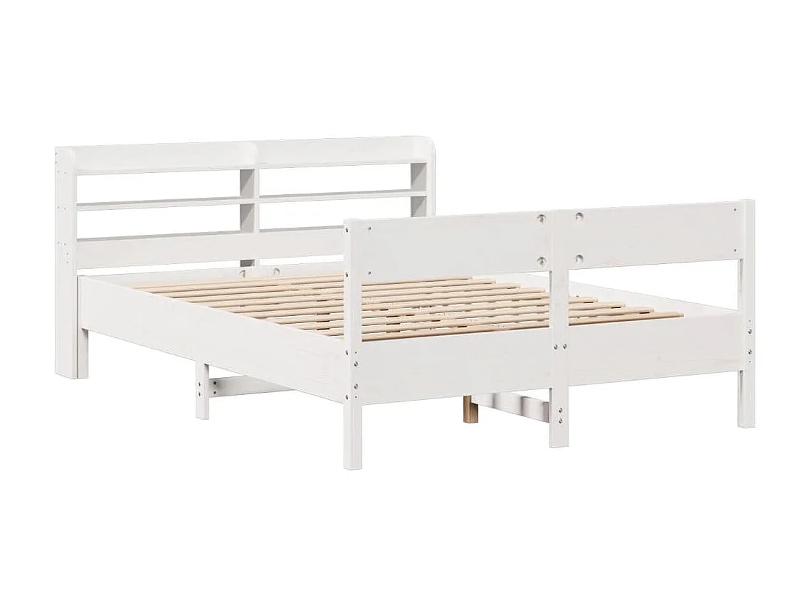 Lit double | Lit adulte | Cadre de lit blanc 160x200 cm bois de pin massif