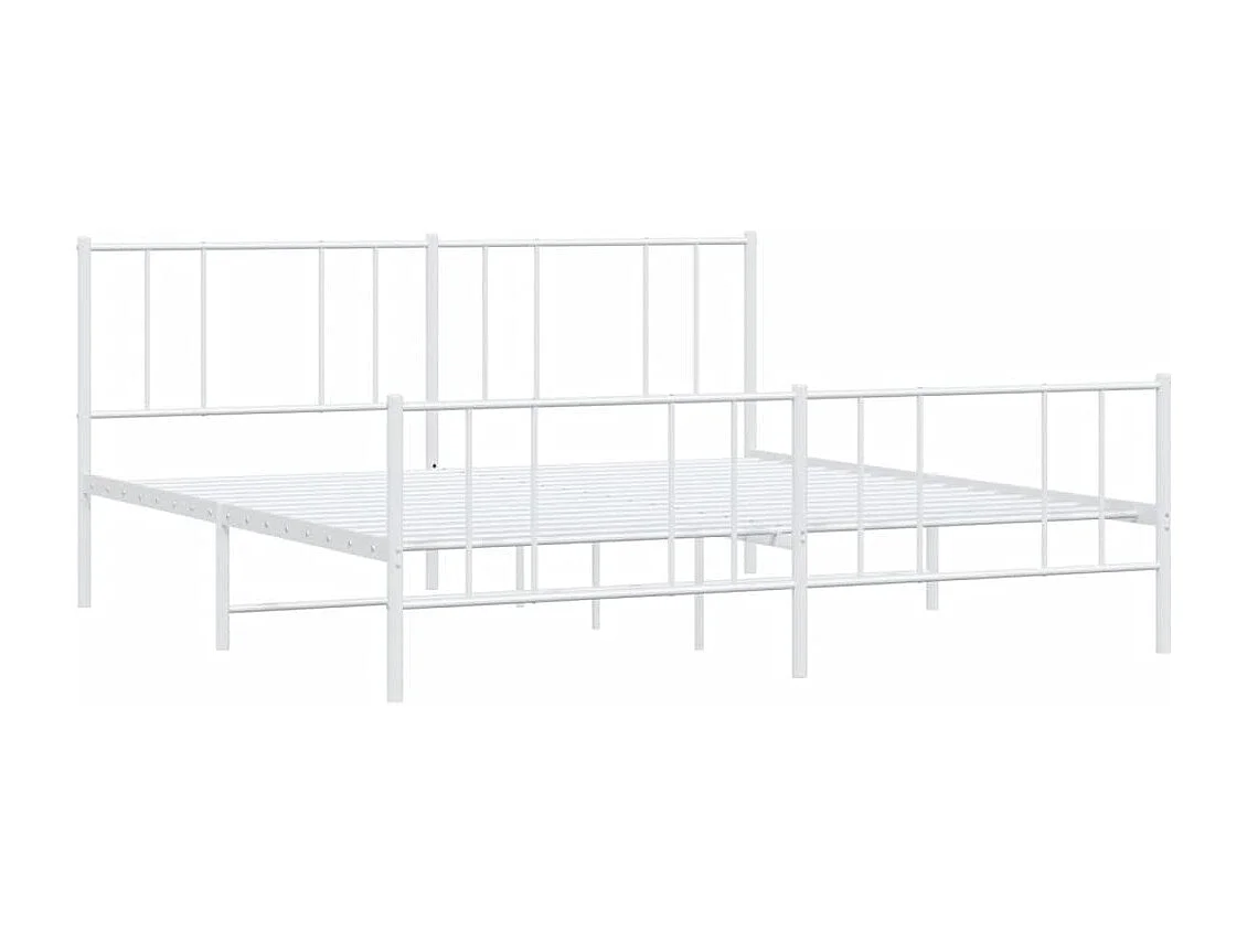 Lit double | Lit adulte | Cadre de lit métal et pied de lit blanc 200x200 cm