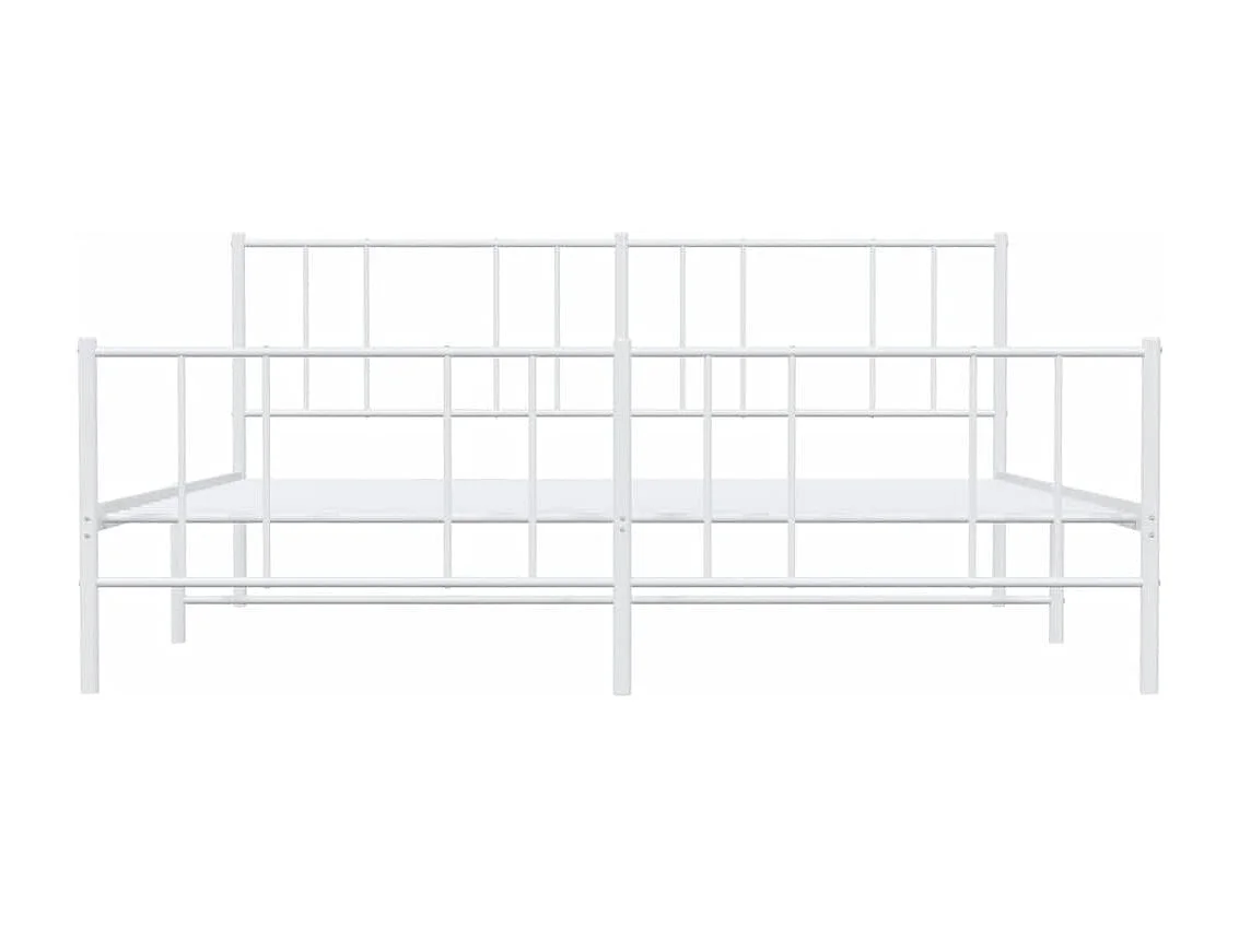 Lit double | Lit adulte | Cadre de lit métal et pied de lit blanc 200x200 cm
