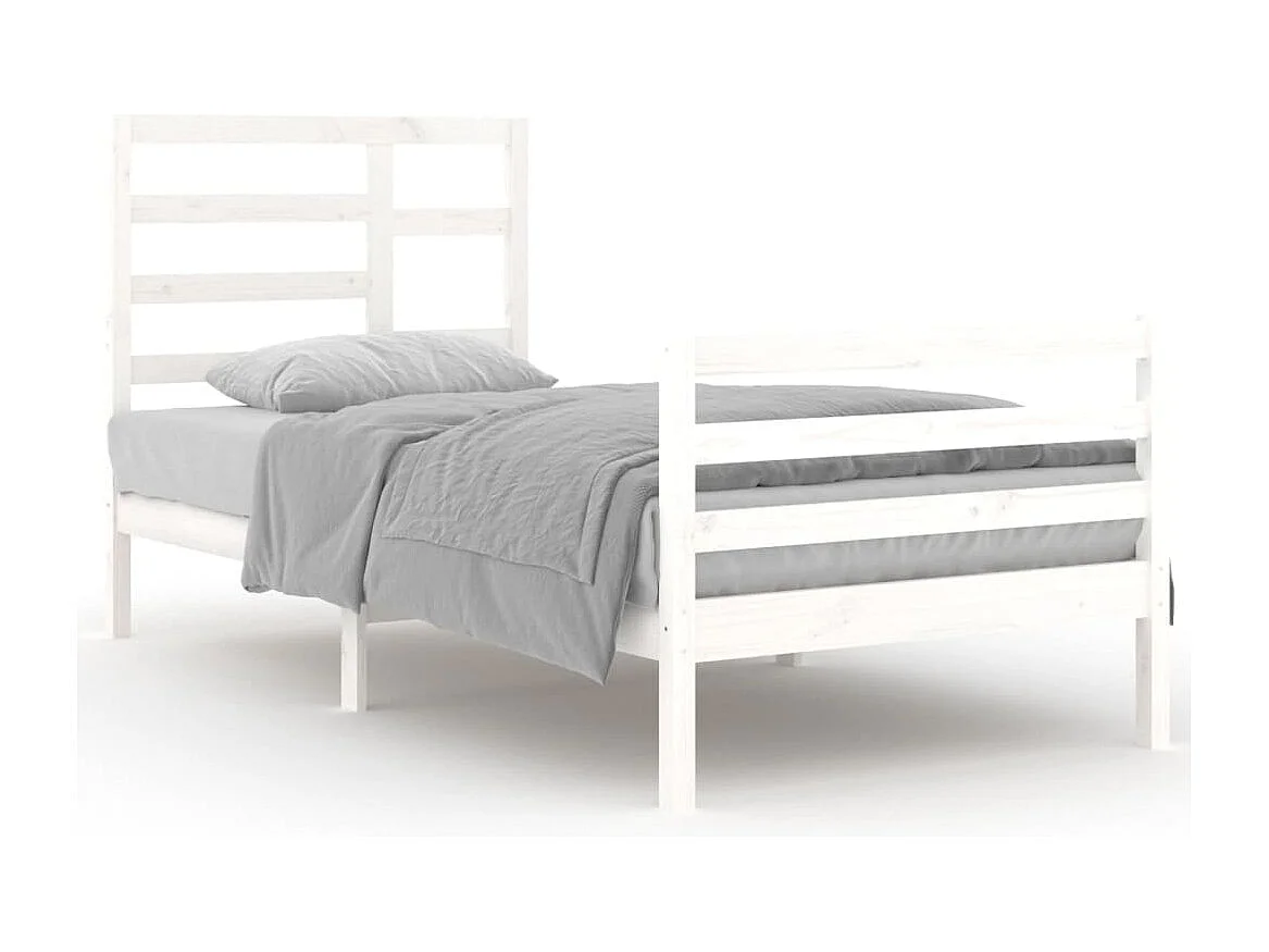 Lit simple | Lit adulte, enfant | Cadre de lit blanc bois massif 90x200 cm