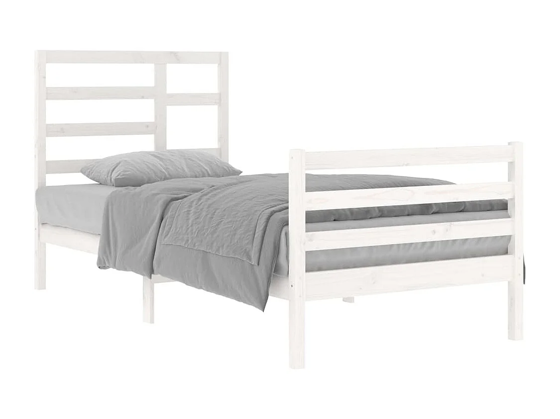Lit simple | Lit adulte, enfant | Cadre de lit blanc bois massif 90x200 cm