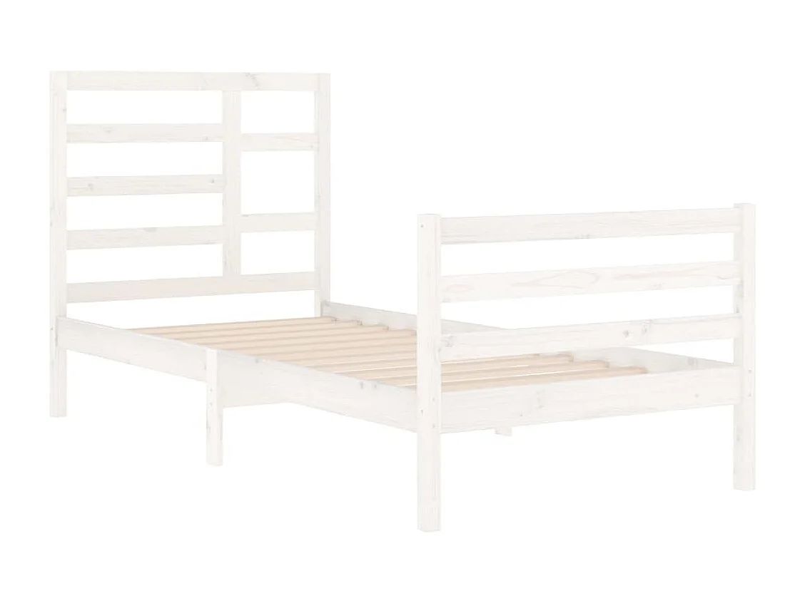 Lit simple | Lit adulte, enfant | Cadre de lit blanc bois massif 90x200 cm