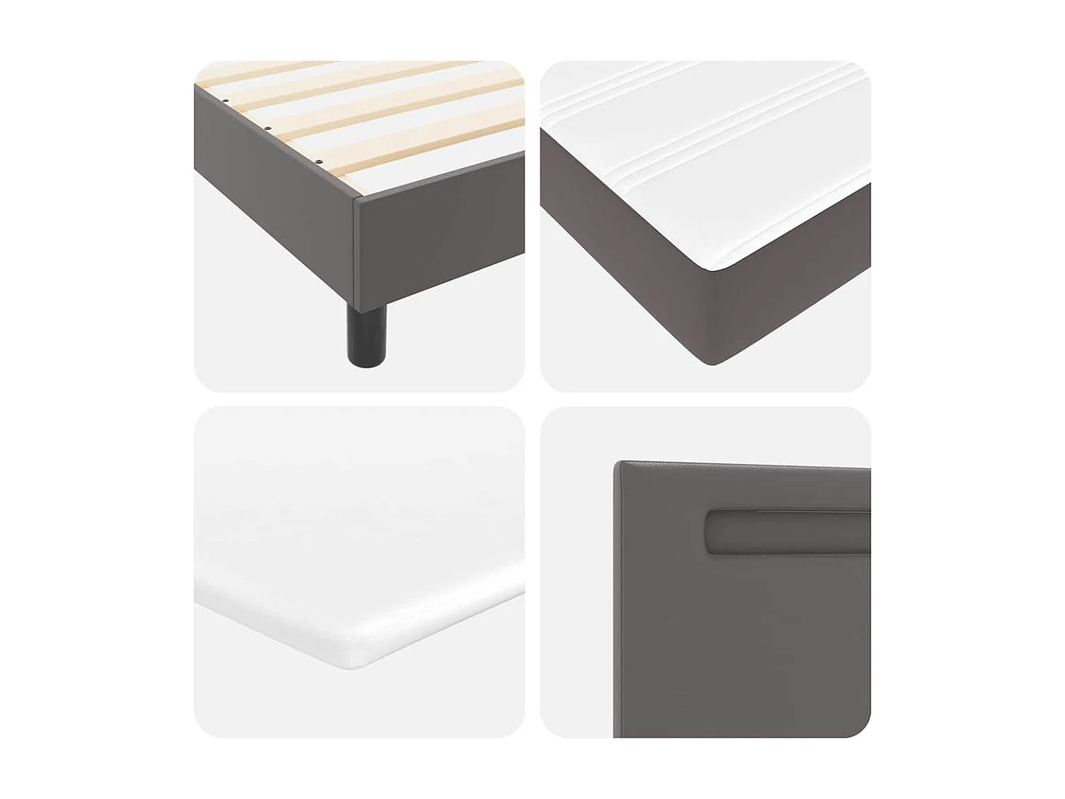 Lit simple | Lit adulte, enfant | Cadre de lit avec Matelas Gris 100x200 cm Faux cuir