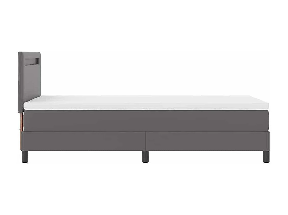 Lit simple | Lit adulte, enfant | Cadre de lit avec Matelas Gris 100x200 cm Faux cuir