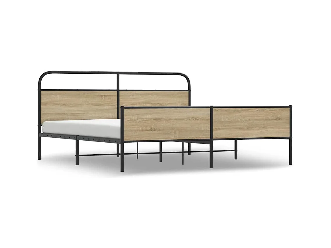 Letto per adulti | Letto matrimoniale | Giroletto senza Materaso in Metallo Rovere Fumo 183x213 cm