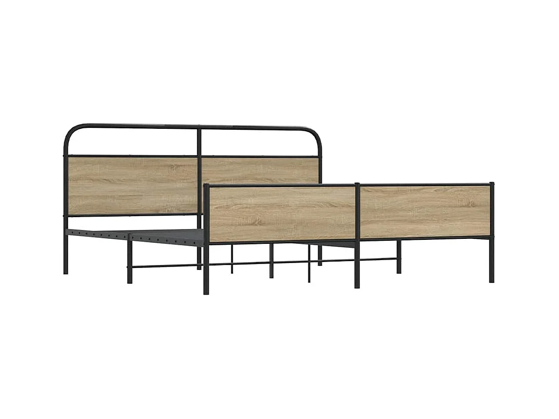 Letto per adulti | Letto matrimoniale | Giroletto senza Materaso in Metallo Rovere Fumo 183x213 cm