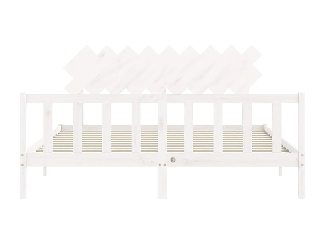 Lit double | Lit adulte | Cadre de lit blanc bois massif de pin 180x200 cm