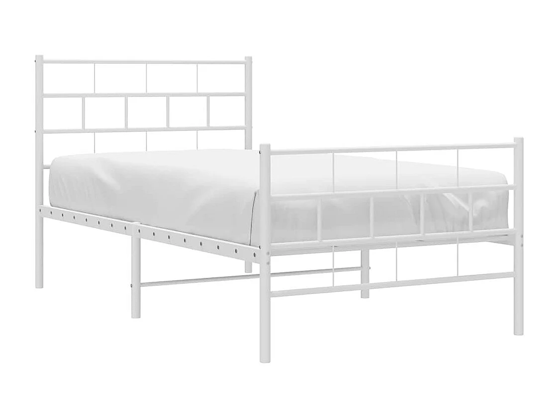 Lit simple | Lit adulte, enfant | Cadre de lit métal et pied de lit blanc 100x190 cm