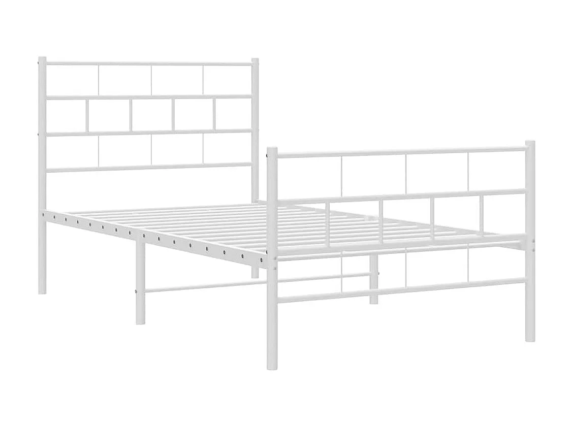 Lit simple | Lit adulte, enfant | Cadre de lit métal et pied de lit blanc 100x190 cm