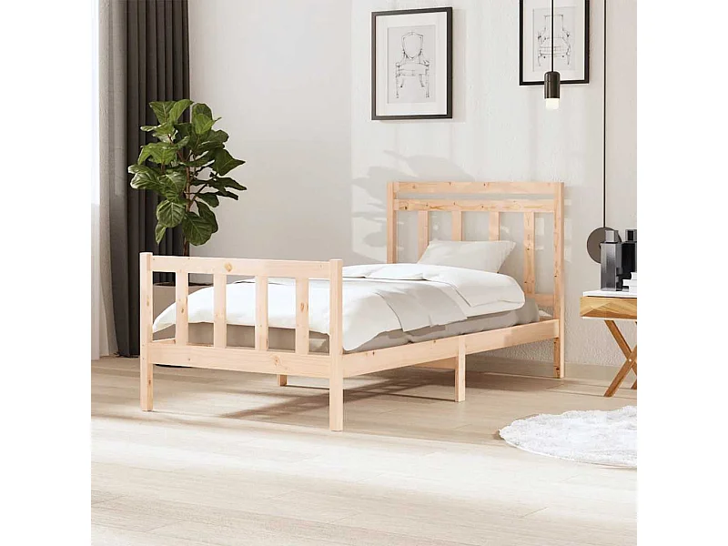 Lit simple | Lit adulte, enfant | Cadre de lit bois massif 100x200 cm