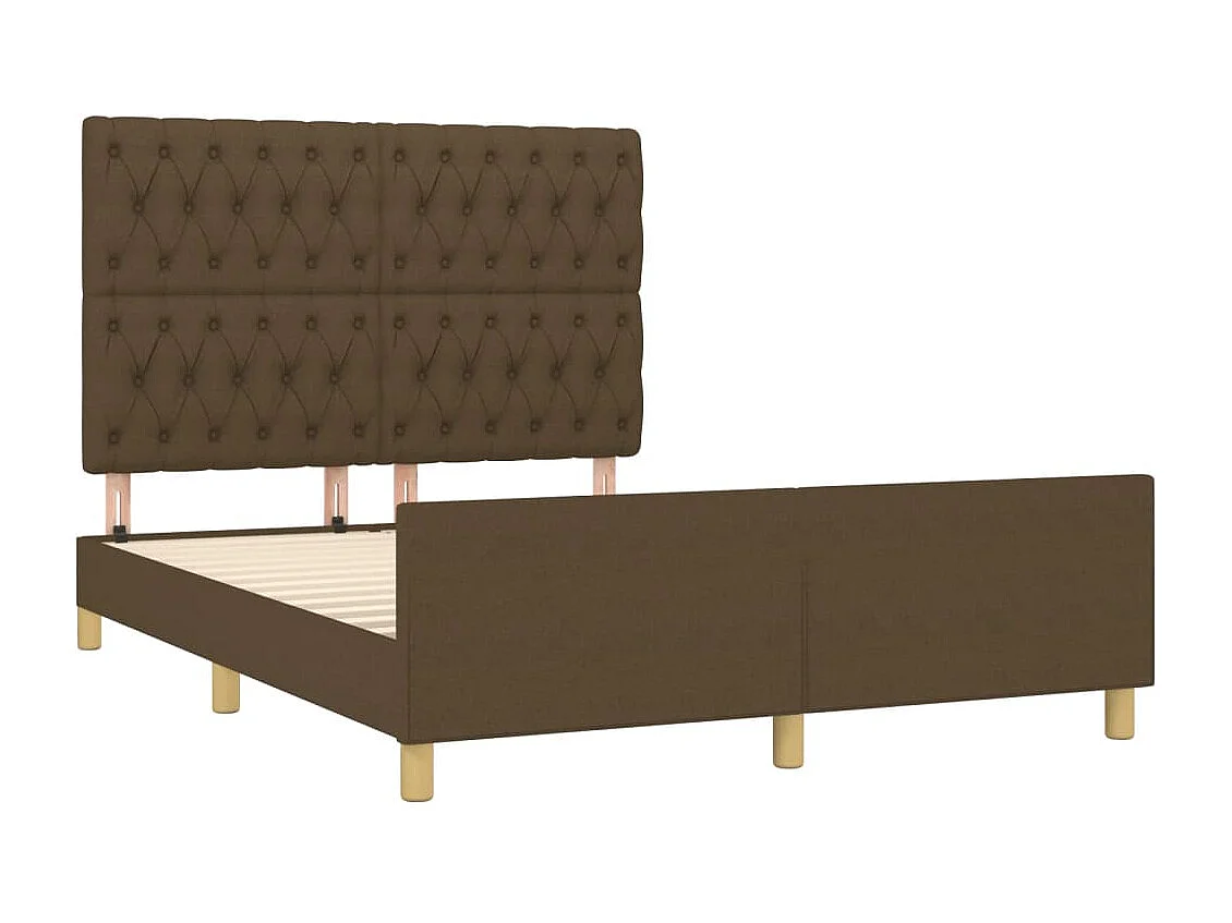 Lit double | Lit adulte | Cadre de lit marron foncé 140x190 cm tissu
