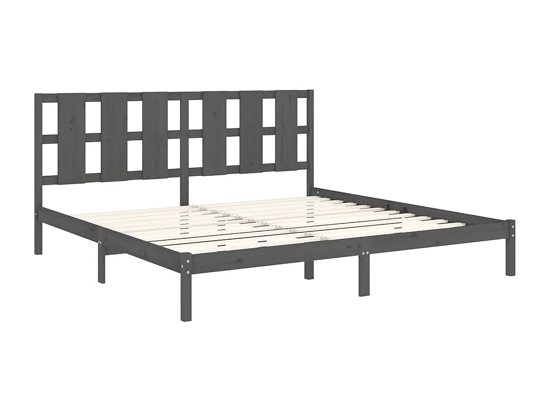 Lit double | Lit adulte | Cadre de lit gris 200x200 cm bois massif de pin