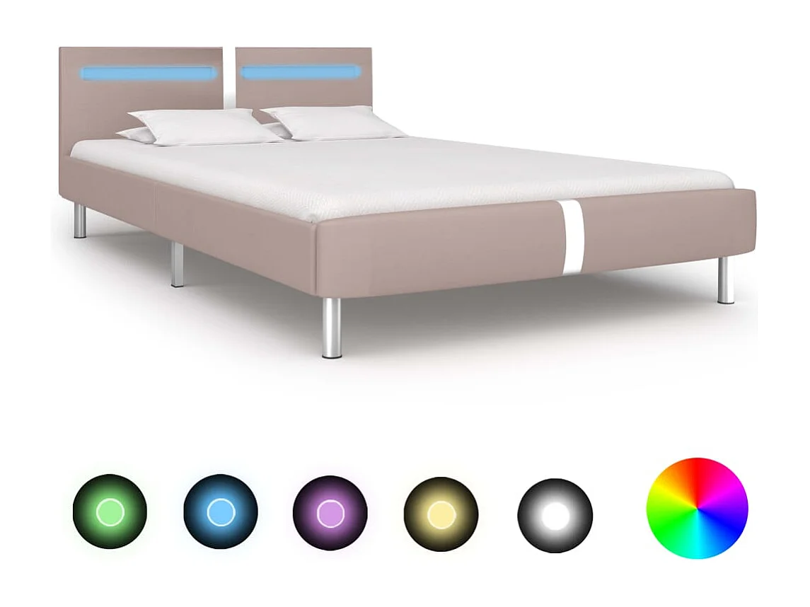 Lit simple | Lit adulte, enfant | Cadre de lit avec LED cappuccino 120x200 cm