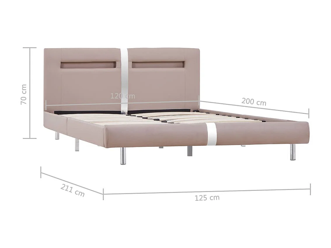 Lit simple | Lit adulte, enfant | Cadre de lit avec LED cappuccino 120x200 cm