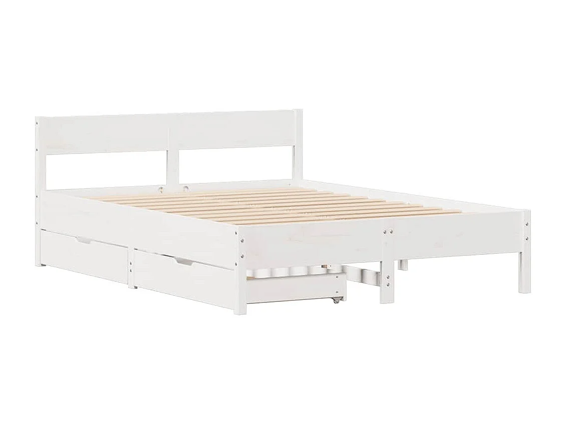 Lit simple | Lit adulte, enfant | Cadre de lit blanc 120x200 cm bois de pin massif