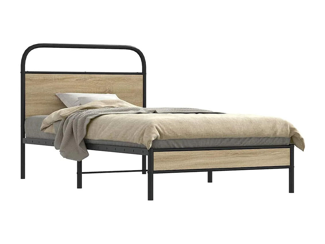 Letto per adulti | Letto singolo | Giroletto senza Materasso Rovere Fumo 90x200 cm in Truciolato