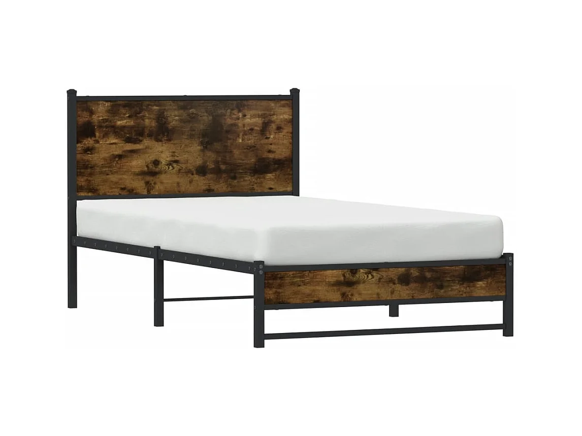 Lit simple | Lit adulte, enfant | Cadre de lit en métal chêne fumé 100x190 cm