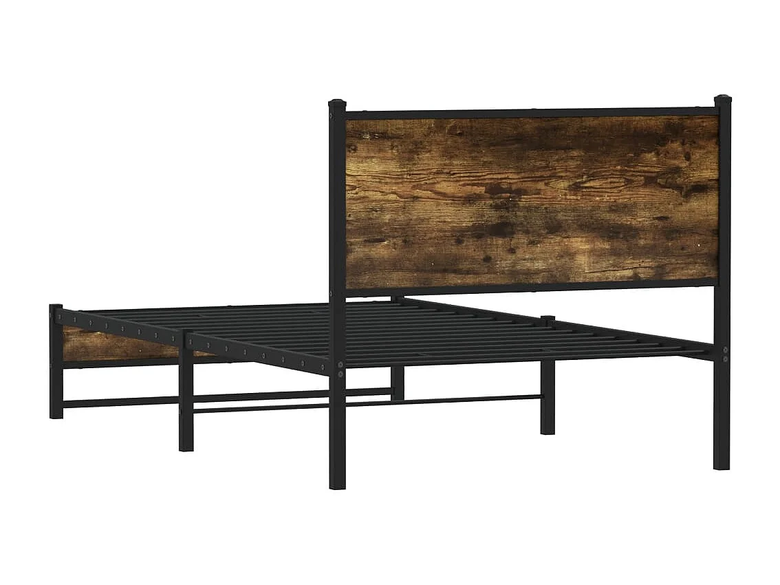 Lit simple | Lit adulte, enfant | Cadre de lit en métal chêne fumé 100x190 cm